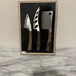 Legnoart 3-Piece cheese Knife Set with Wooden Handles NEW NIP